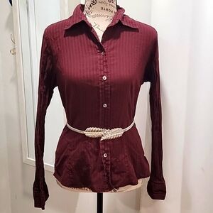 ✨️ Eddie Bauer Burgundy Button Down Shirt Small. B179